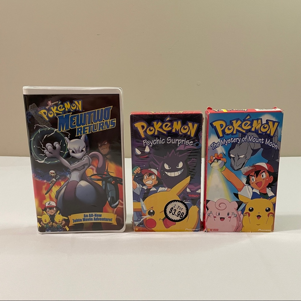 Pokémon VHS Lot of 3, Psychic Surprise, Mystery of Mount Moon, Mewtwo